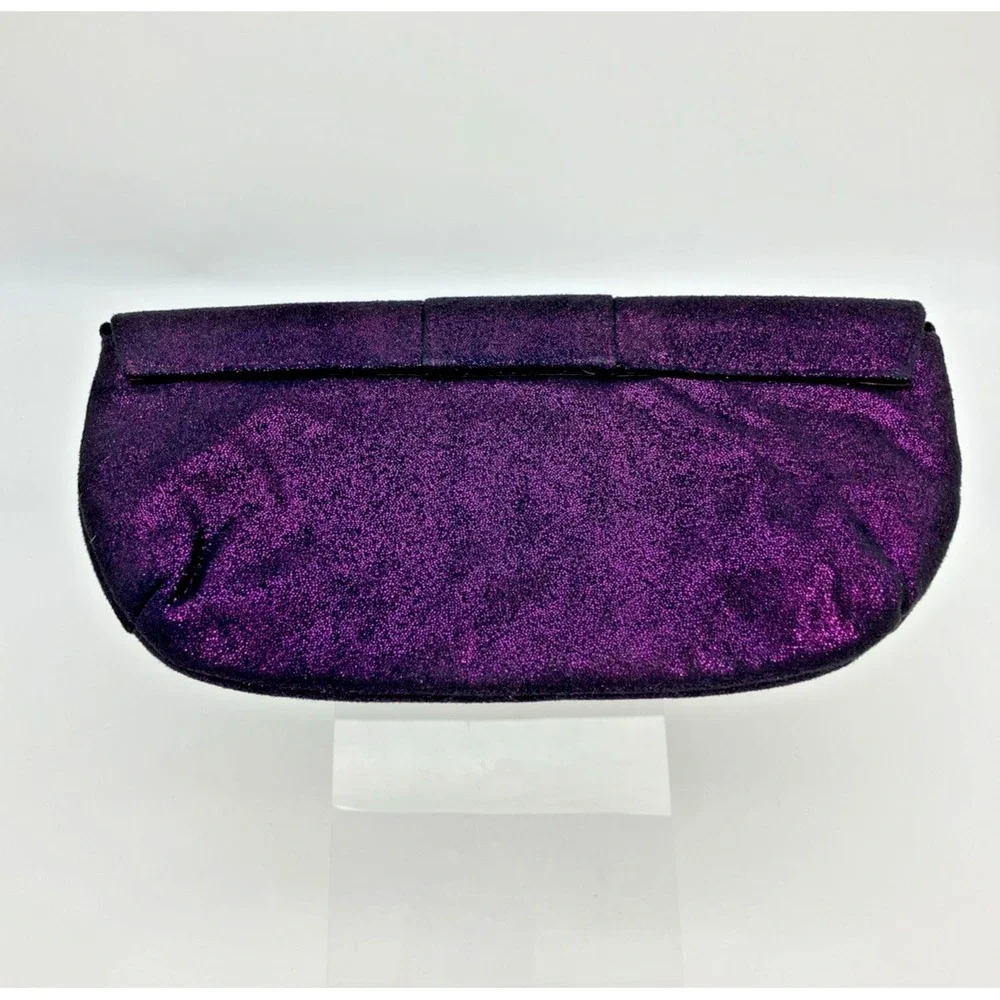 Claires Purple Black Sparkle Bow Clutch Bag Whimsygoth Purse Punk Grunge Y2K